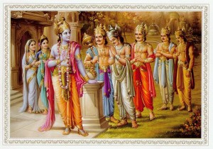Senhor Krsna e seus queridos devotos, os Pandavas