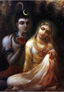 Siva instruíndo sua esposa Parvati