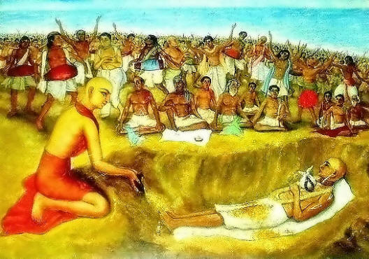 Durante o kirtana e parikrama dos devotos, Caitanya Mahaprabhu banhou o divino corpo de Haridasa no mar com suas próprias mãos, e declarou que aquele ponto se tornaria um grande local de peregrinação. Ele e Seus devotos ungiram o corpo de Haridasa com sândalo do Senhor Jagannatha. Ele colocou Haridasa em Samadhi pessoalmente cobriu o corpo com areia, após o qual todos os devotos também fizeram.
