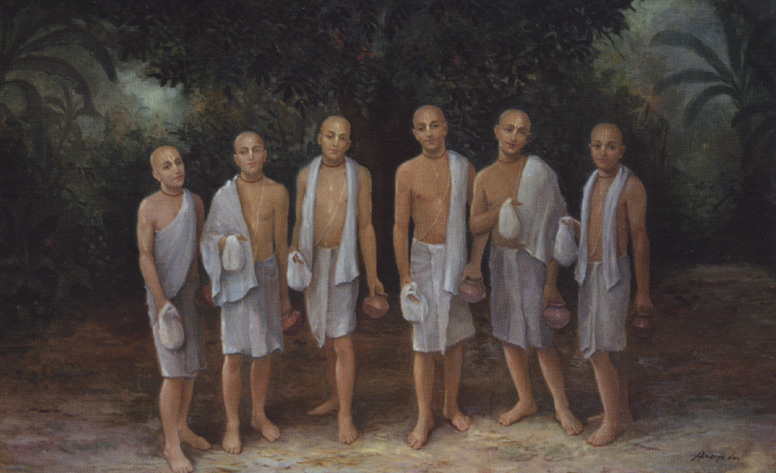 Os seis Gosvamis de Vrindavana, entre eles, Srila Jiva Gosvami.